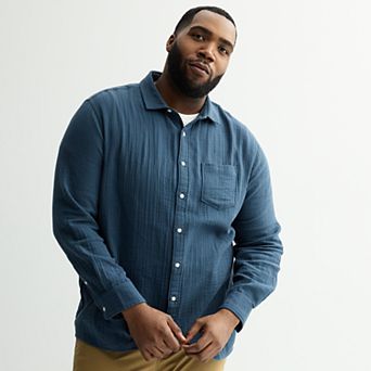 Big & Tall Sonoma Goods For Life® Perfect Length Long Sleeve Double Weave Shirt