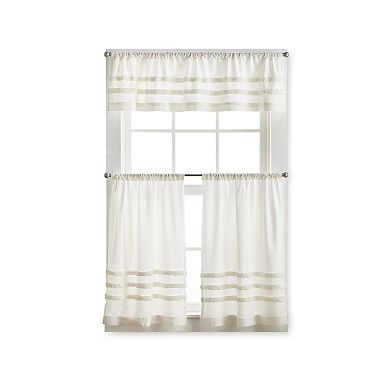 Martha Stewart Waters Edge Tufted 3-Piece Window Valance & Tier Set