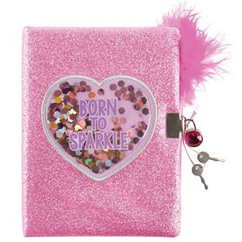 Make It Real 3C4G: Born To Sparkle Glitter Locking Journal with Matching Pom Pen