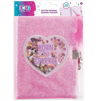 Make It Real 3C4G: Born To Sparkle Glitter Locking Journal with Matching Pom Pen