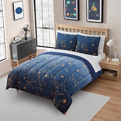Sweet Home Collection Kid's Galaxy Bed-in-a-Bag Comforter & Sheet Set