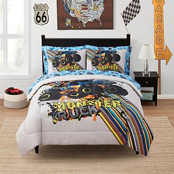 Sweet Home Collection Kid's Monster Truck Bed-in-a-Bag Comforter & Sheet Set