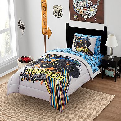 Sweet Home Collection Kid's Monster Truck Bed-in-a-Bag Comforter & Sheet Set