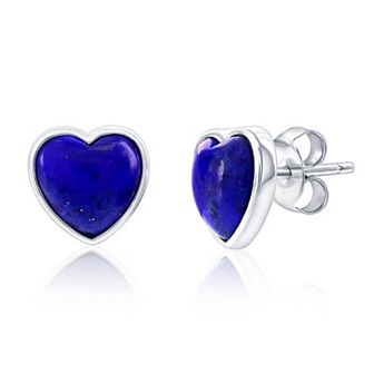 Nautica Rocks Sterling Silver Gemstone Heart Dangle Earrings