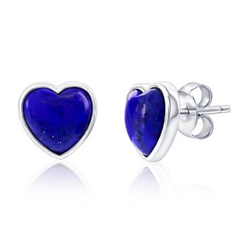 Nautica Rocks Sterling Silver Gemstone Heart Dangle Earrings