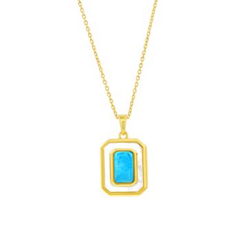 Nautica Rocks Larimar and Mother-of-Pearl Rectangle Pendant Necklace