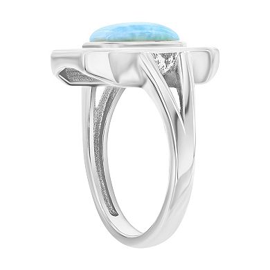 Nautica Rocks Sterling Silver Larimar and Mother-of-Pearl Rectangle Ring