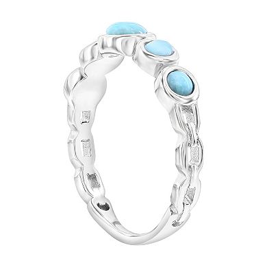 Nautica Rocks Sterling Silver Round Larimar Band Ring