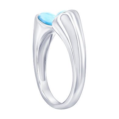 Nautica Rocks Sterling Silver Double Round Larimar Ring