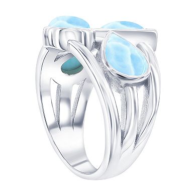 Nautica Rocks Sterling Silver Multi-Shaped Larimar Ring