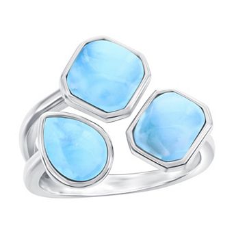 Nautica Rocks Sterling Silver Multi-Shaped Larimar Ring