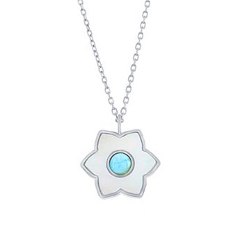 Nautica Rocks Larimar and Mother-of-Pearl Flower Necklace