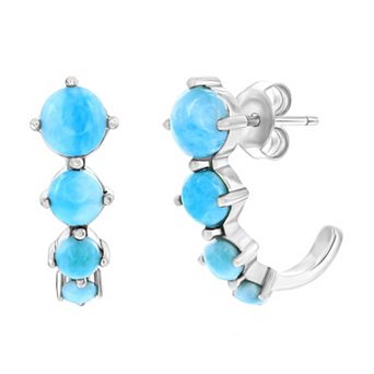 Nautica Rocks Sterling Silver Graduating Round Larimar Earrings
