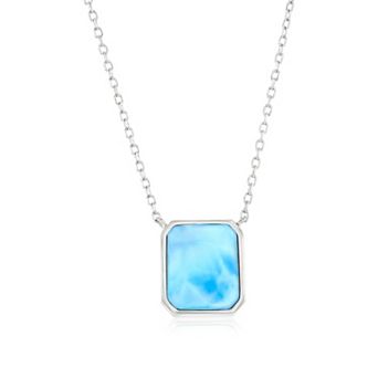 Nautica Rocks Sterling Silver Rectangle Larimar Necklace