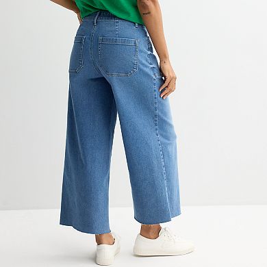 Women's Sonoma Goods For Life® High-Rise Raw Hem Wide Leg Ankle Jeans