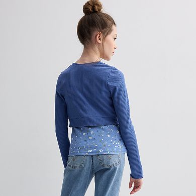 Girls 7-16 eyeshadow Cropped Cardigan and Cami Top Set