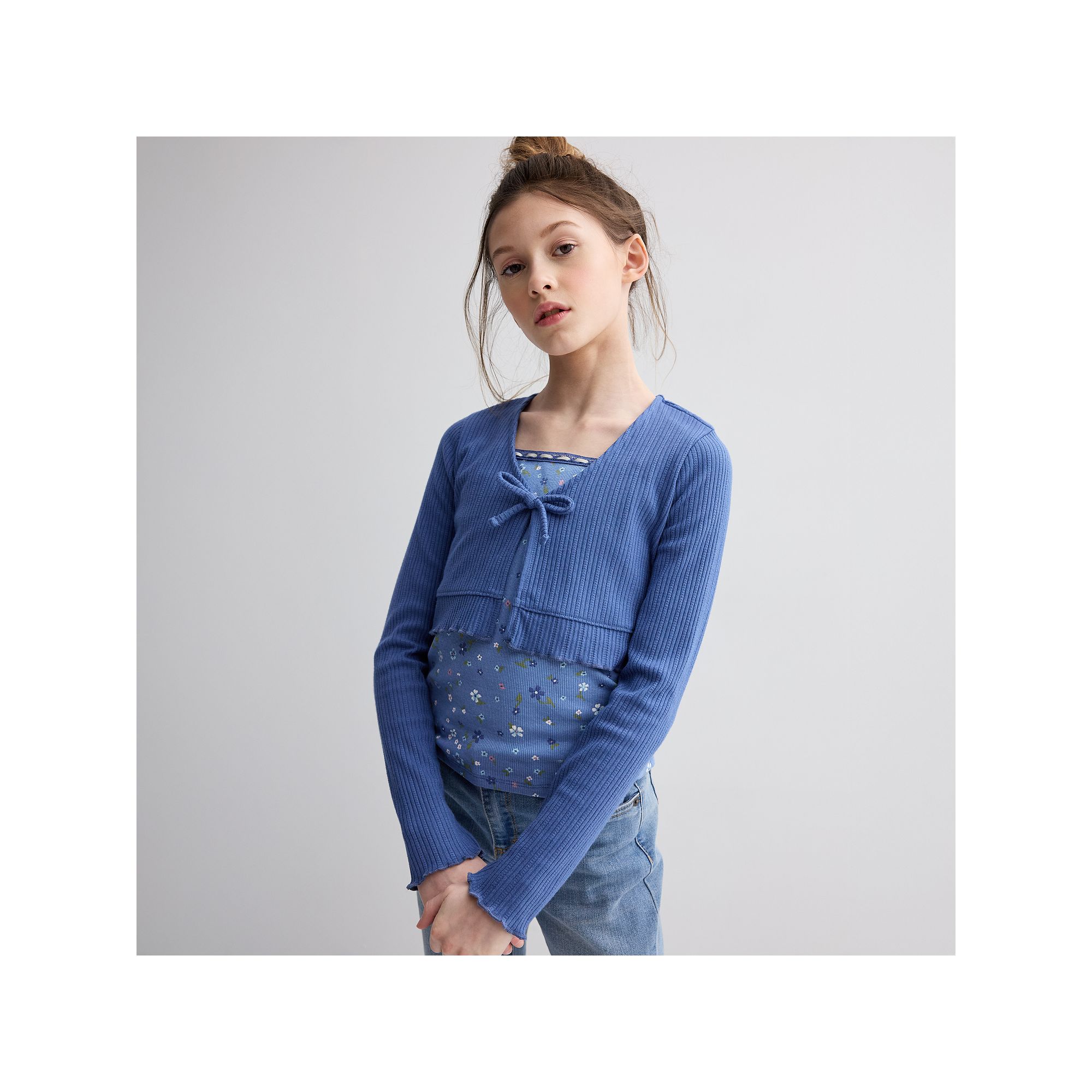 Girls 7-16 eyeshadow Cropped Cardigan and Cami Top Set, Girls, Size: Small