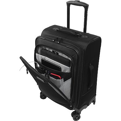WallyBags Solutions 20” Expandable Spinner Carry-On with Padded Electronics Pockets