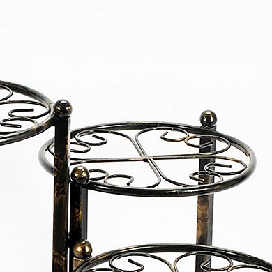 3 Tier Heart Clover Design Round Top Metal Plant Stand, Black