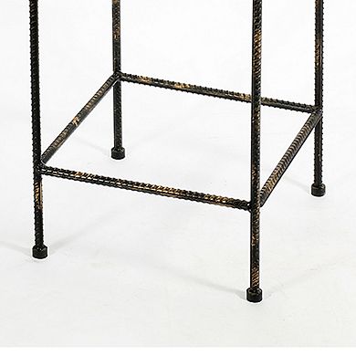 Scrolled Metal Frame Plant Stand with Square Top, Large, Black
