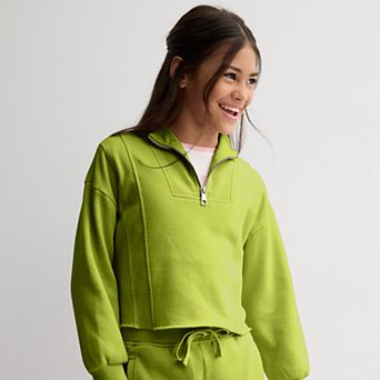 Girls 8-20 eyeshadow Quarter Zip Pullover Sweater