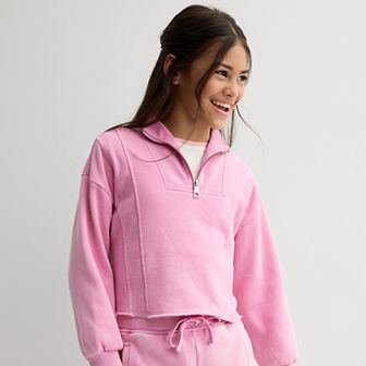 Girls 8-20 eyeshadow Quarter Zip Pullover Sweater