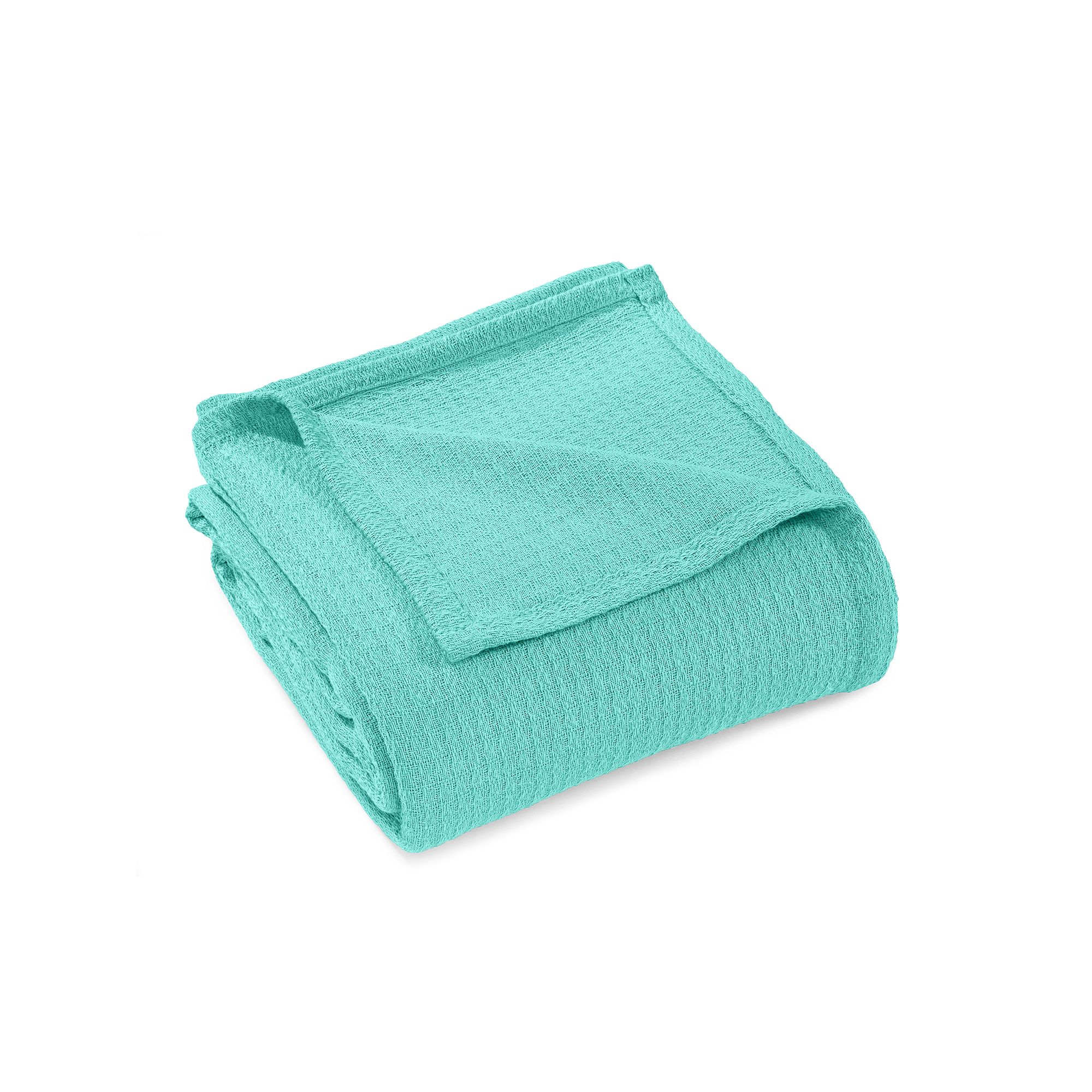 SUPERIOR Waffle Weave Honeycomb Knit Cotton Blanket, Turquoise