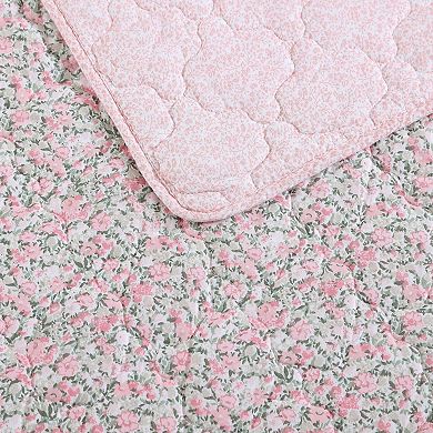 Laura Ashley Loveston Pink Twin Quilt and Sham Set