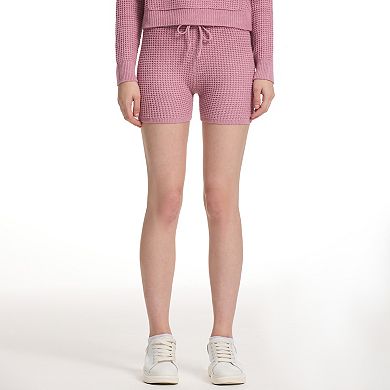 Juniors' Sugar Moon Waffle Sweater Shorts