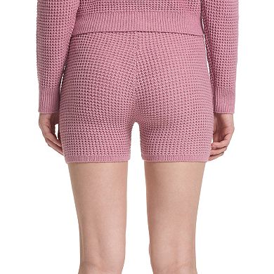 Juniors' Sugar Moon Waffle Sweater Shorts