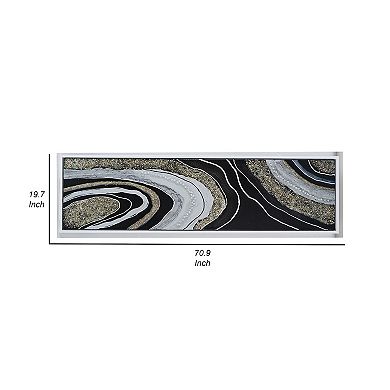 20 X 71 Wall Art Oil Painting, Long Landscape, Silver Stones, Brown, Black