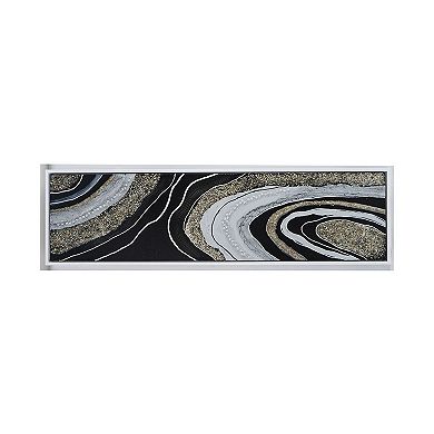 20 X 71 Wall Art Oil Painting, Long Landscape, Silver Stones, Brown, Black