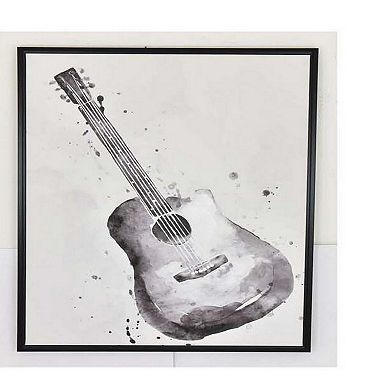 30 x 40 Framed Wall Art Painting, Guitar and Piano, Black, White