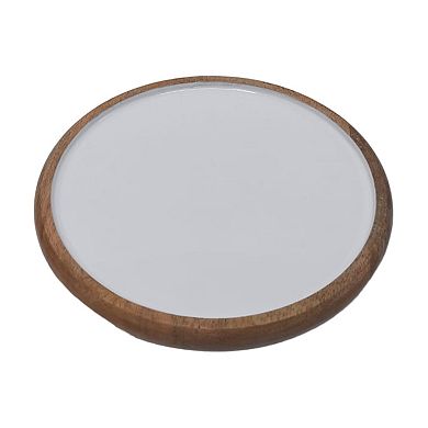 Everyday Decor Mini Wood Dish with White Interior