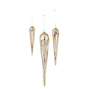 Haven Living 3 pc Gold Tone Mirror Drop Christmas Ornament Set