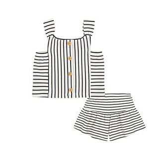Toddler Girl Kids Headquarters 2 pc Striped Popcorn Tank Top & Knit Skort Set