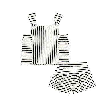 Toddler Girl Kids Headquarters 2-pc. Striped Popcorn Tank Top & Knit Skort Set