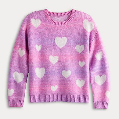 Women's FOREVER & EVER Heart Ombre Crewneck Pullover Sweater