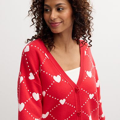 Women's FOREVER & EVER Heart Button-Front Cardigan