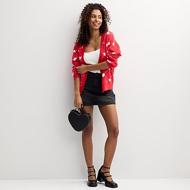 Women's FOREVER & EVER Heart Button-Front Cardigan