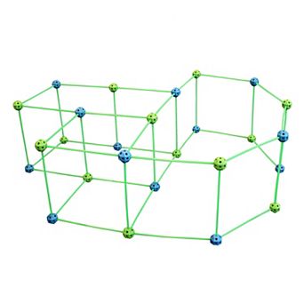 Funphix Fort Building Kit with Glow in the Dark Sticks - 77 pc Set (Blue and Green)