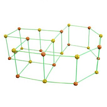 Funphix Fort Building Kit with Glow in the Dark Sticks - 77 pc Set (Orange and Yellow)