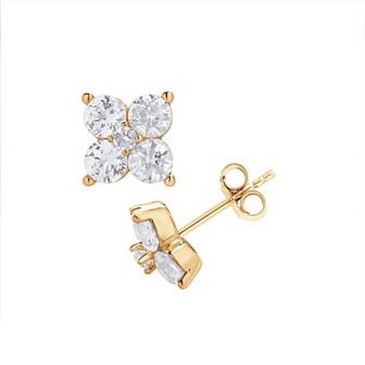 Gemstone Brilliance Lab-Created White Sapphire Cluster Stud Earrings