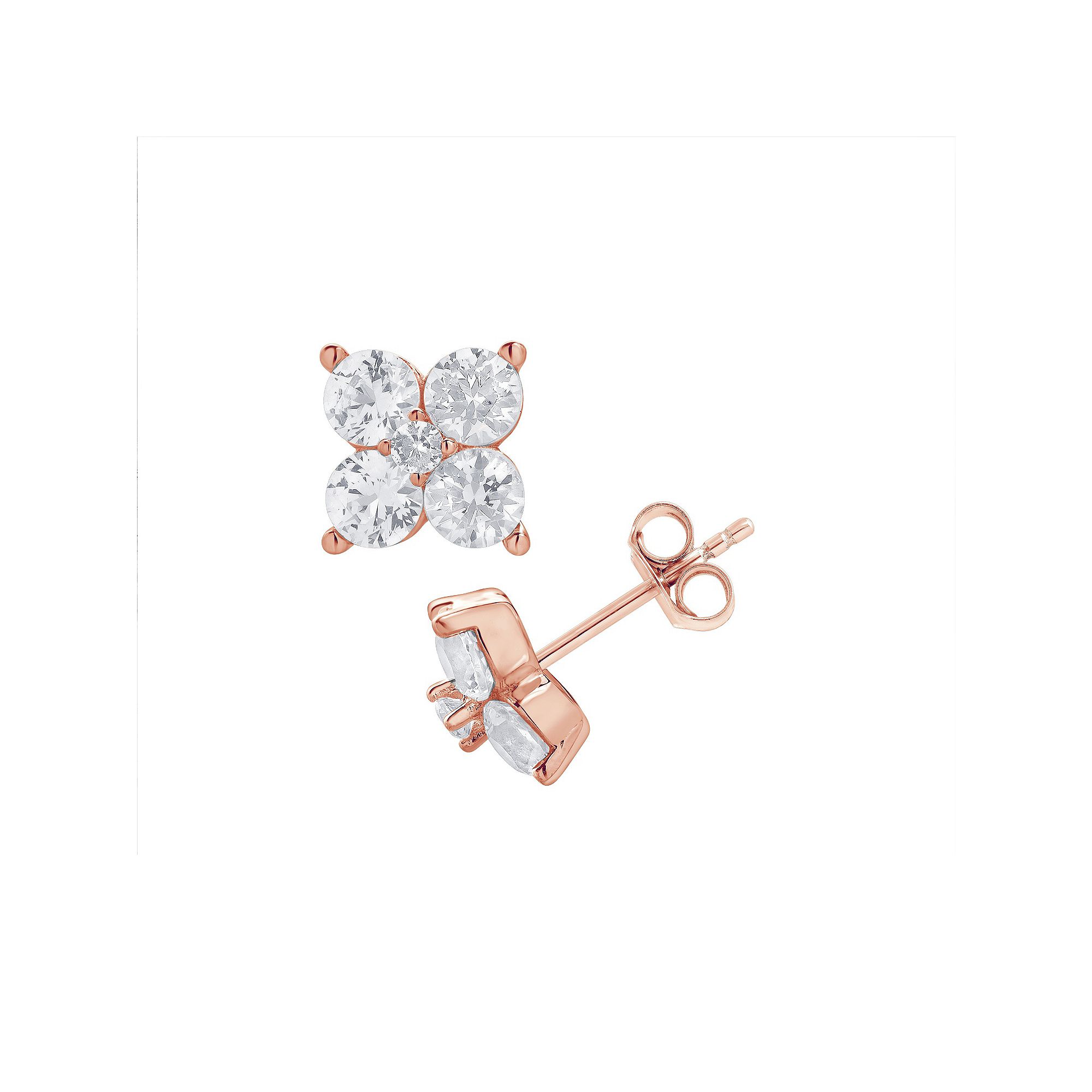 Gemstone Brilliance Lab-Created White Sapphire Cluster Stud Earrings, Women
