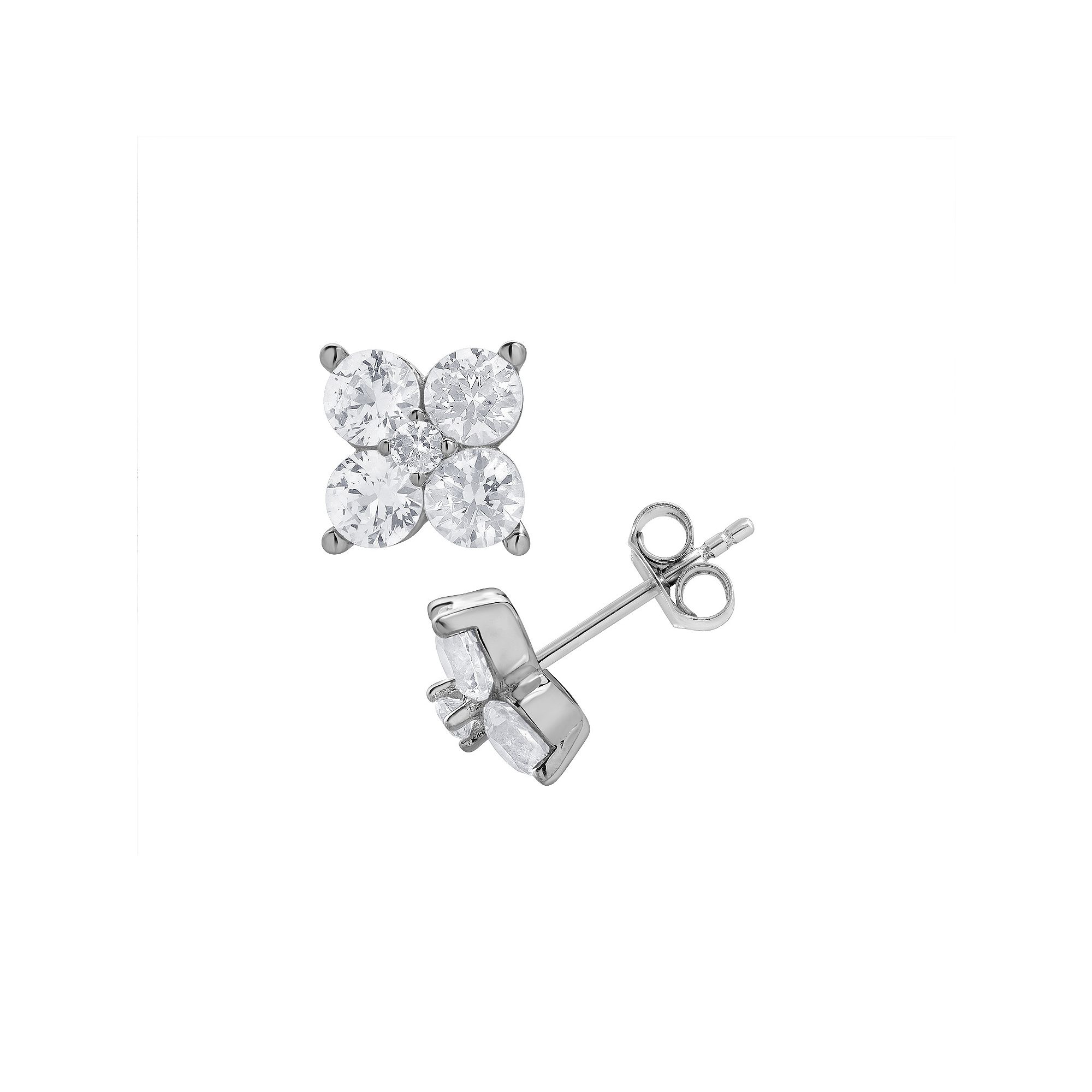 Gemstone Brilliance Lab-Created White Sapphire Cluster Stud Earrings, Women