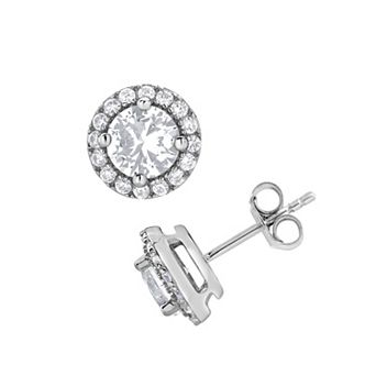 Gemstone Brilliance Lab-Created White Sapphire Halo Stud Earrings