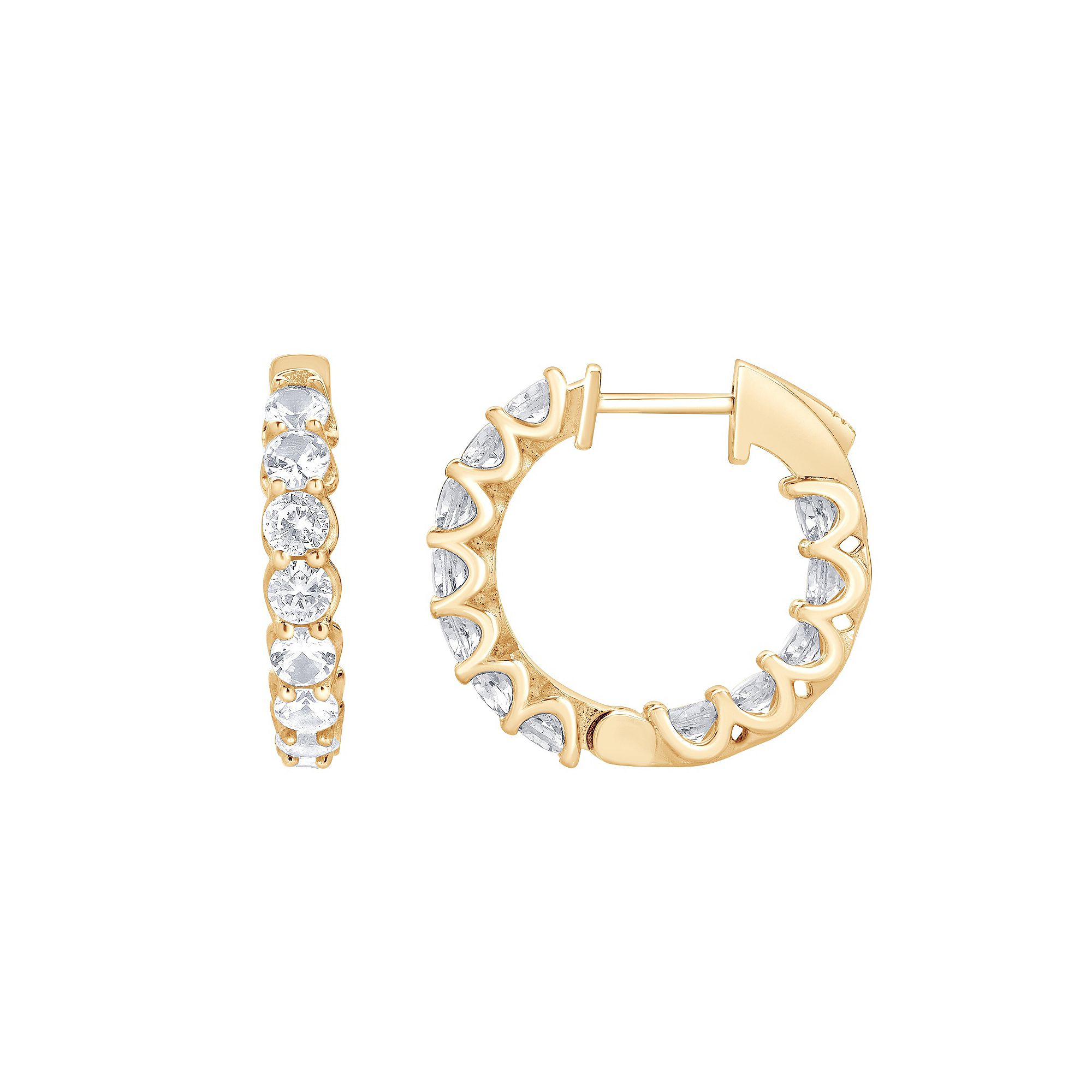 Gemstone Brilliance Lab-Created White Sapphire Huggie Hoop Earrings, Women