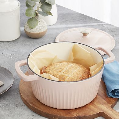 Mingle & Co. 5-qt. Fluted Enameled Cast Iron Dutch Oven