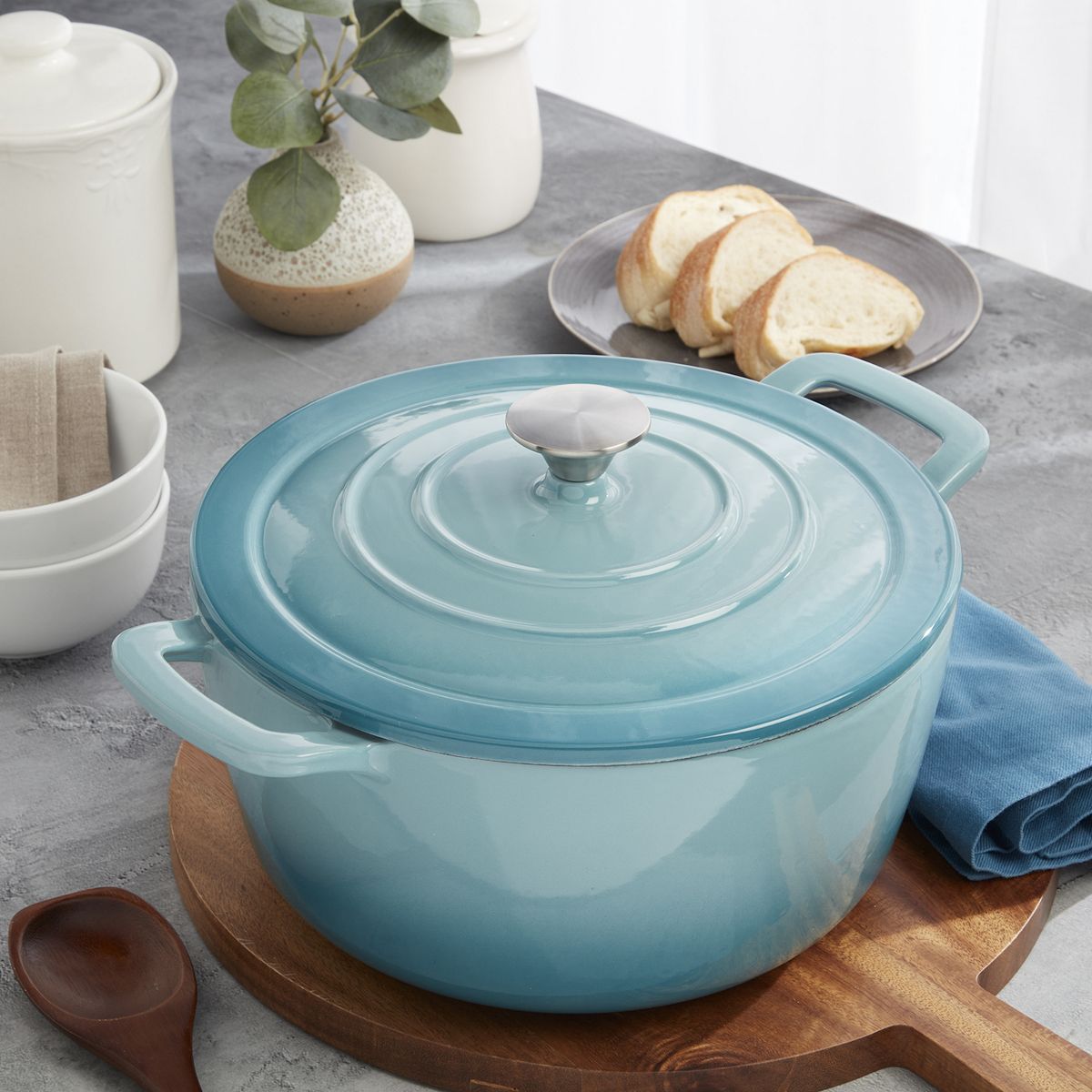 Mingle & Co 7-qt. Enameled Cast Iron Dutch Oven - Blue