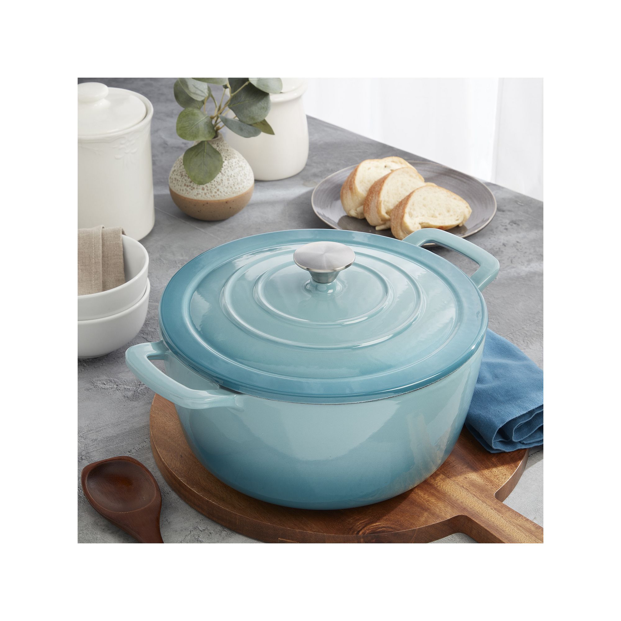 Mingle & Co 7-qt. Enameled Cast Iron Dutch Oven, Blue